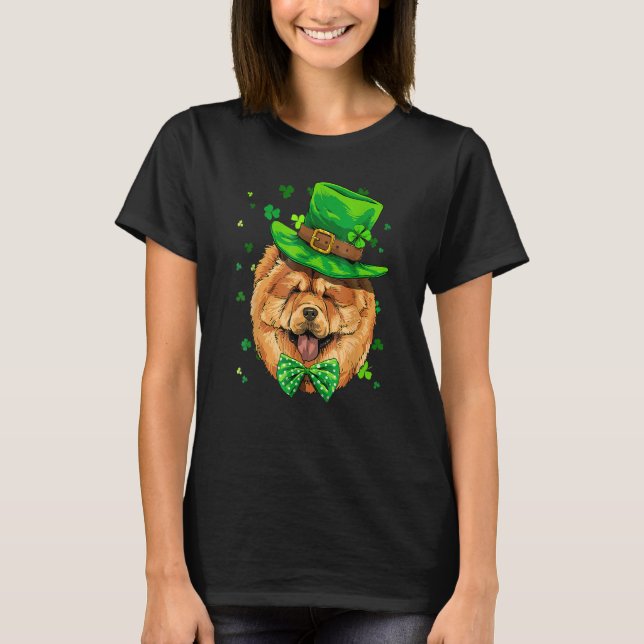 Camiseta St Patrick's Day Leprechaun Chow Chow Pet Dog Sham (Frente)
