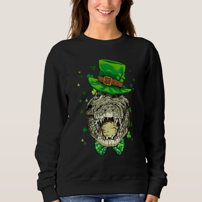 Camiseta St Patrick's Day Leprechaun Crocodile Gators Shamr (Frente)