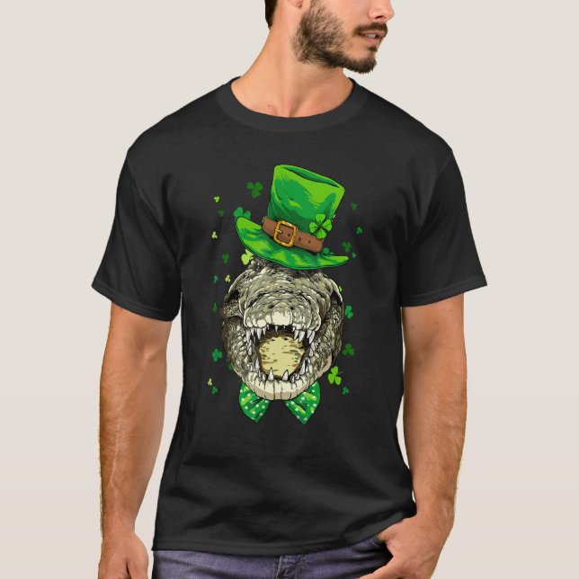 Camiseta St Patrick's Day Leprechaun Crocodile Gators Shamr (Frente)