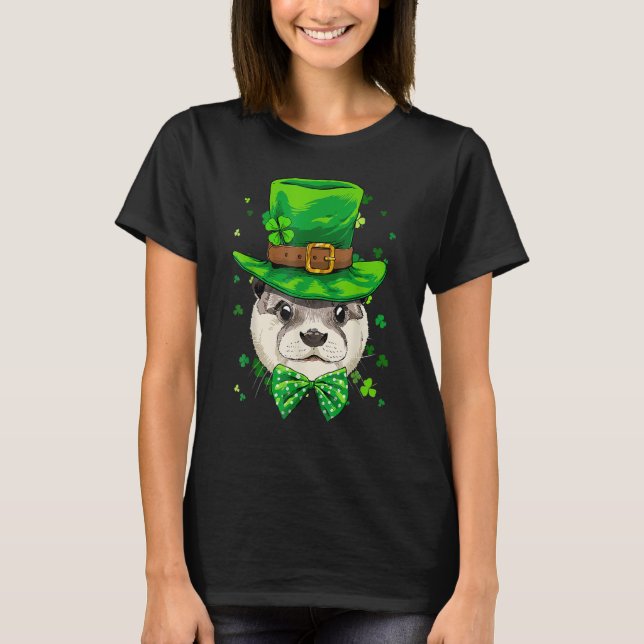 Camiseta St Patrick's Day Leprechaun Otter Shamrock Otter I (Frente)