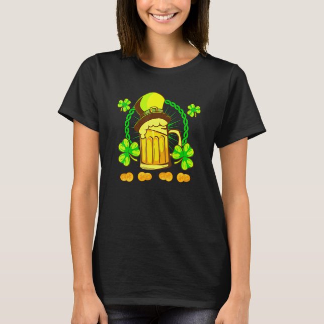 Camiseta St Patrick's Day Leprechaun Shamrock Drink Beer Wi (Frente)