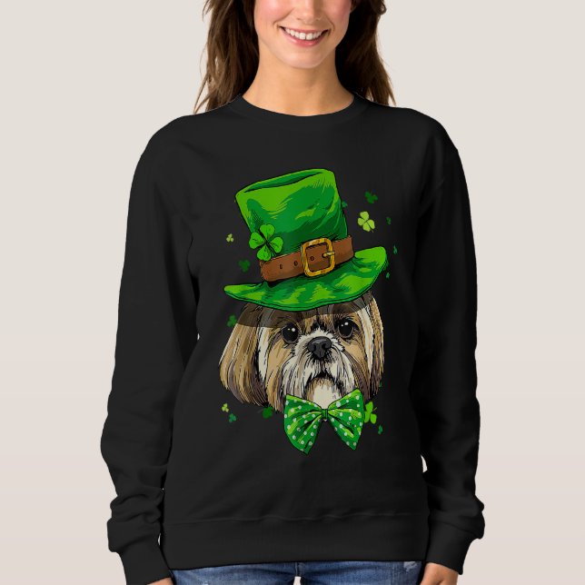 Camiseta St Patrick's Day Leprechaun Shamrock Shih Tzu Iris (Frente)