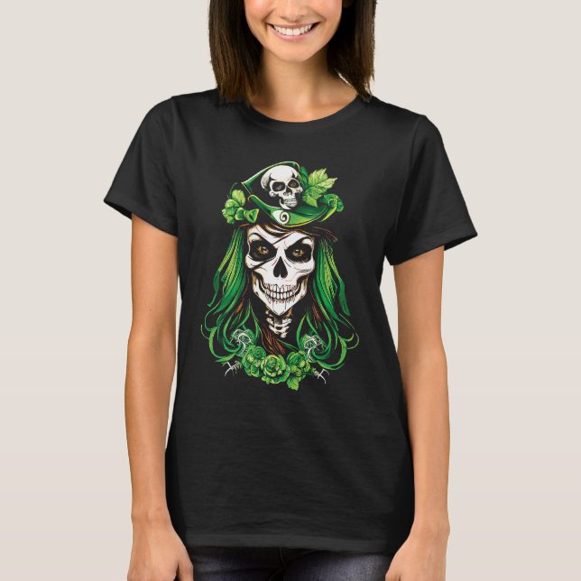 Camiseta St Patrick's Day Leprechaun Skull Woman (Frente)
