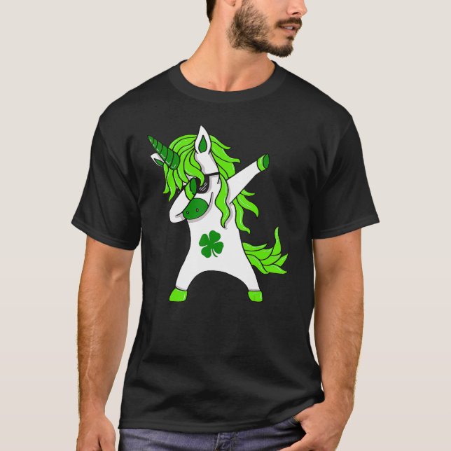 Camiseta St Patricks Day Lepricorn Dabbing Unicorn (Frente)