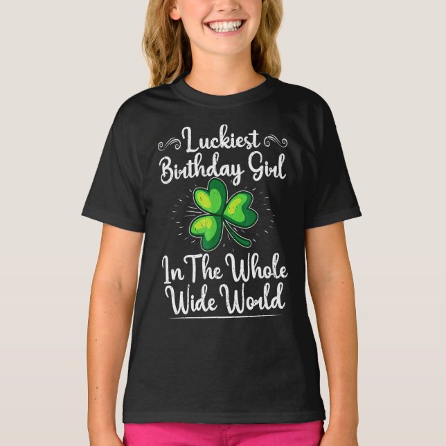 Camiseta St Patricks Day Lucky Shamrock Clover Happy Birthd (Frente)