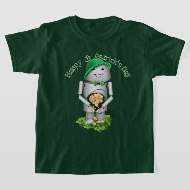 Camiseta St Patrick's Day Robo-x9 With Pot of Gold (Postura )