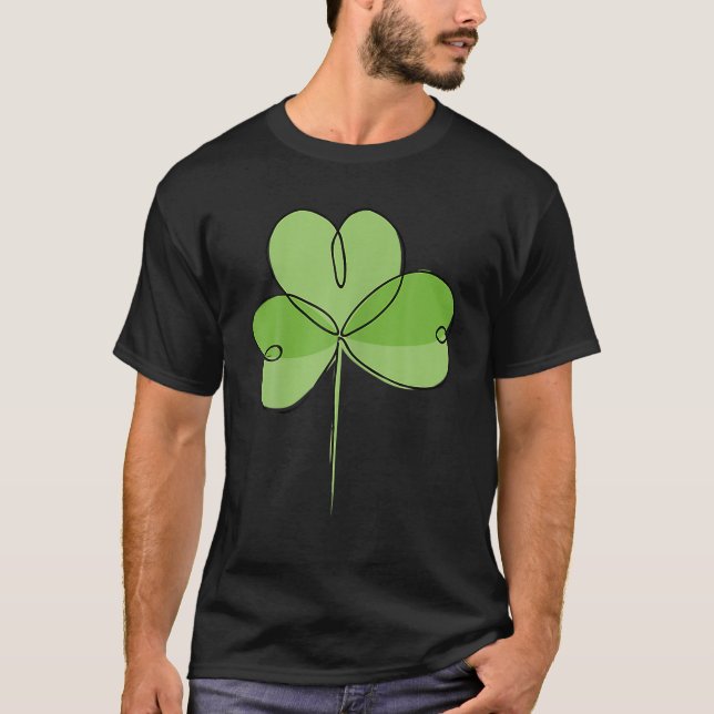 Camiseta St Patricks Day Shamrock Green 3 Leaf Clover Line (Frente)