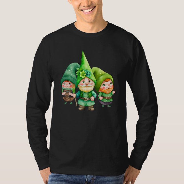 Camiseta St Patricks Day Shamrock Shirt Three Gnomes St Pat (Frente)