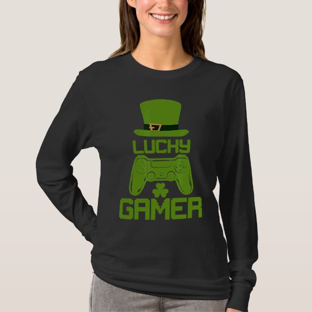 Camiseta St Patricks Day Shamrock  St Patrick Lucky Gamer (Frente)