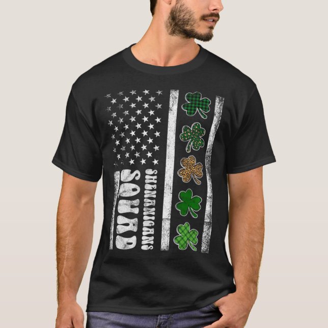 Camiseta St Patricks Day Shenanigans Squad US flag American (Frente)