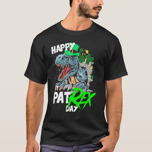 Camiseta St Patricks Day T-Rex Happy Pat Rex Day Dinosaur (Frente)