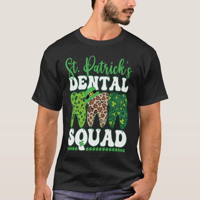 Camiseta St Patrick's Dental Squad Leopard Tooth For Dentis (Frente)