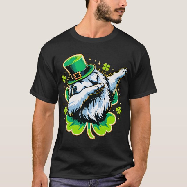 Camiseta St Patricks Leprechaun Dabbing Great Pyrenees Dog (Frente)