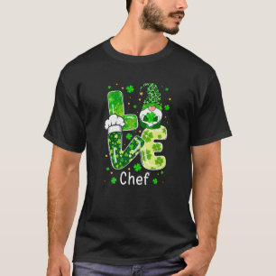 Camiseta St Patricks Lucky Funny Chef Gnome Leopard Green P