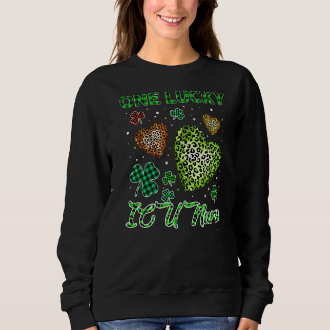 Camiseta St Patricks One Lucky Icu Enfermeira Buffalo Leopa (Frente)