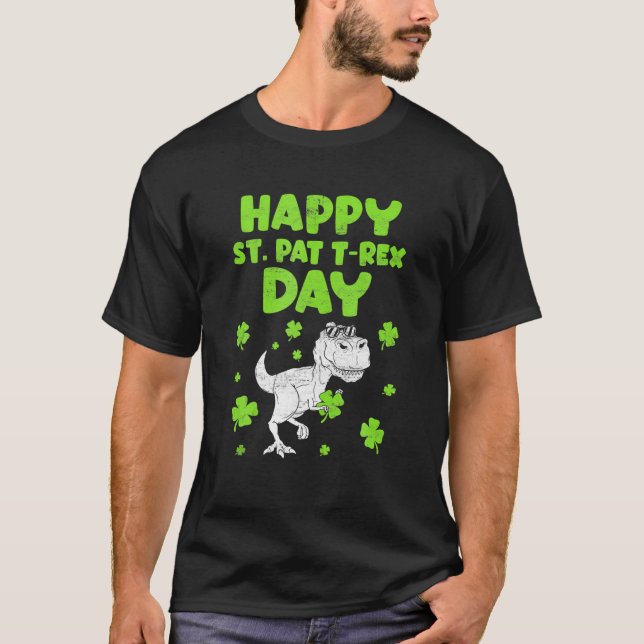 Camiseta St Patricks Saint Pat T Rex Dinosaurs Funny St. Pa (Frente)
