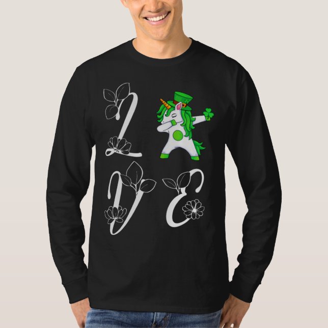 Camiseta St Pattys Day Love Green Dabbing Lepricorn Four Le (Frente)