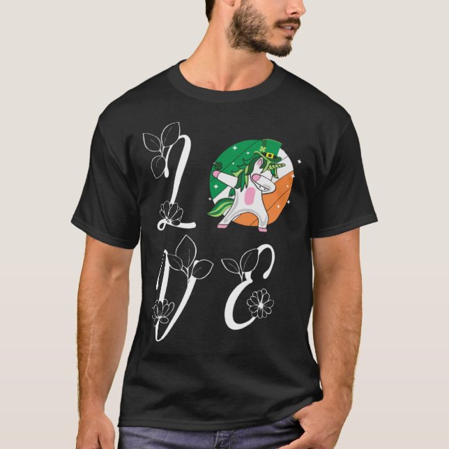 Camiseta St Pattys Day Love Green Dabbing Lepricorn Four Le (Frente)