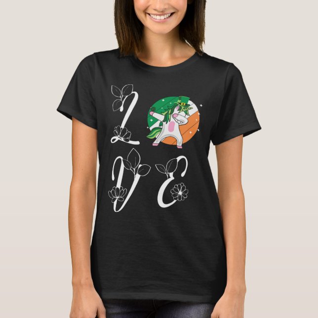 Camiseta St Pattys Day Love Green Dabbing Lepricorn Four Le (Frente)