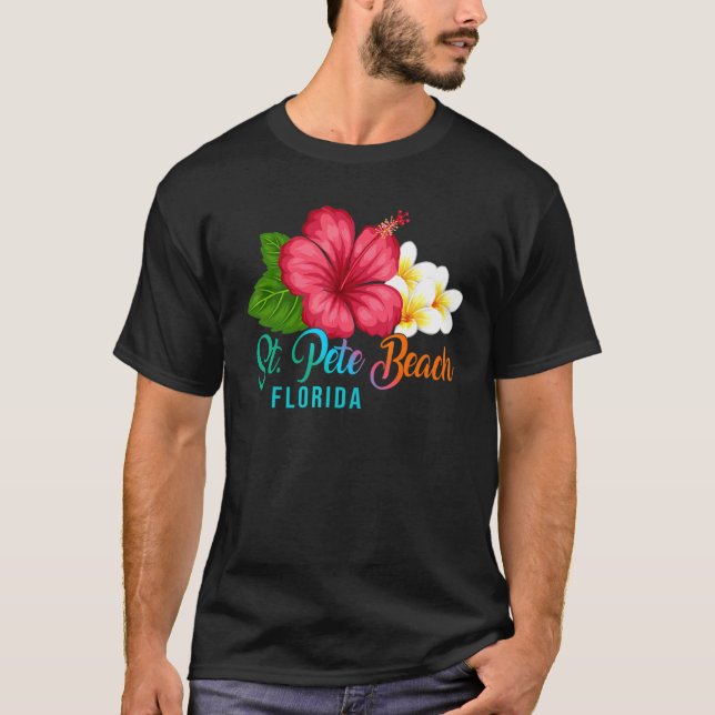 Camiseta St  Pete Beach Vacation Florida Tropical Hibiscus  (Frente)