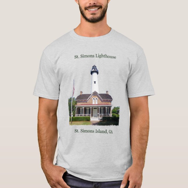 Camiseta St. Simons Lighthouse letras pretas (Frente)
