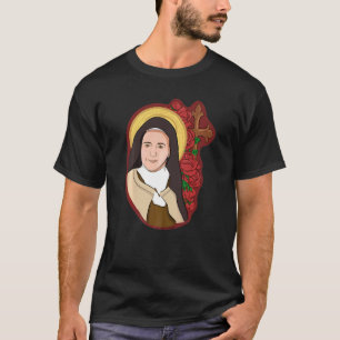 Camiseta St Therese De Lisieux Crianças Pequena Flor Rosa C