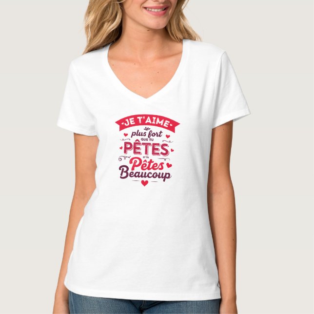 Camiseta St Valentin Couple Je T'aime Plus Que Tu Ronfles (Frente)