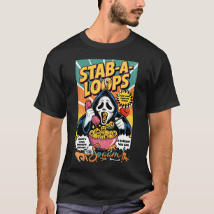 Camiseta Stab-A-Loops Horror Cereal Fantasma Emoji Gritar H