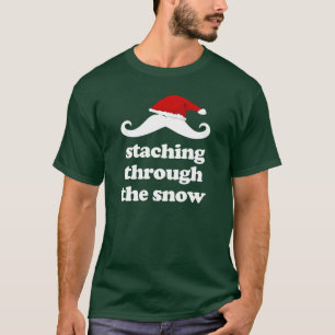 Camiseta Staching através do mustach engraçado do Natal da