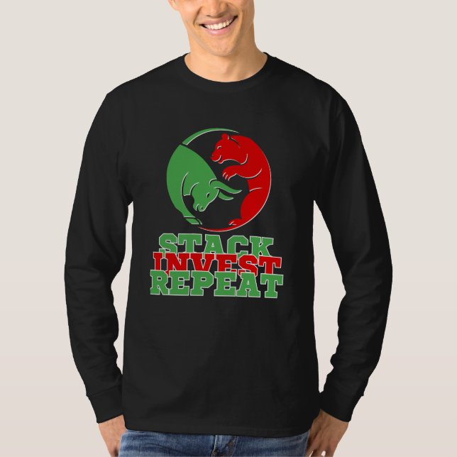 Camiseta Stack Invest Repet™ Wealth Builder Bulls & Bears (Frente)