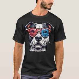 Camiseta Staffordshire Bull Dog Com Óculos De Pop