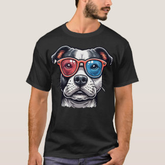 Camiseta Staffordshire Bull Dog Com Óculos De Pop