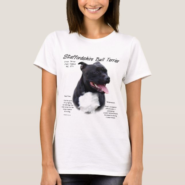 Camiseta Staffordshire Bull Terrier History Design (Frente)