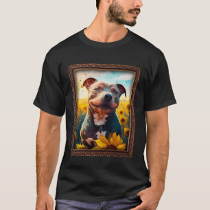 Camiseta Staffordshire Bull Terrier Painting Sunflower Flow
