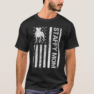 Camiseta Staffy Mãe EUA Flag Pet Staffordshire Bull Terrier
