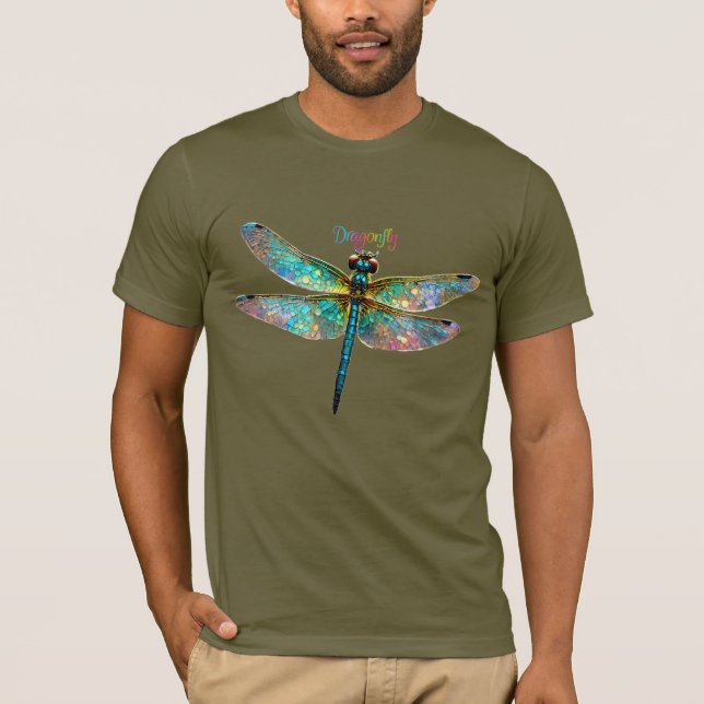 Camiseta Stained Glass Colorful Dragonfly (Frente)