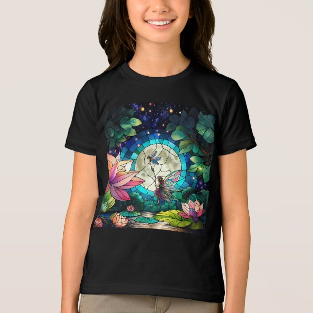 Camiseta Stained Glass Little Fairy With Dragonfly (Frente)