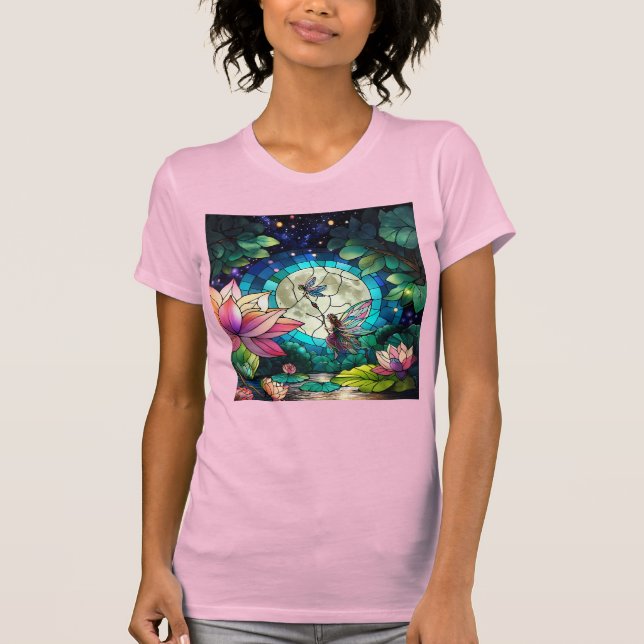 Camiseta Stained Glass Little Fairy With Dragonfly (Frente)