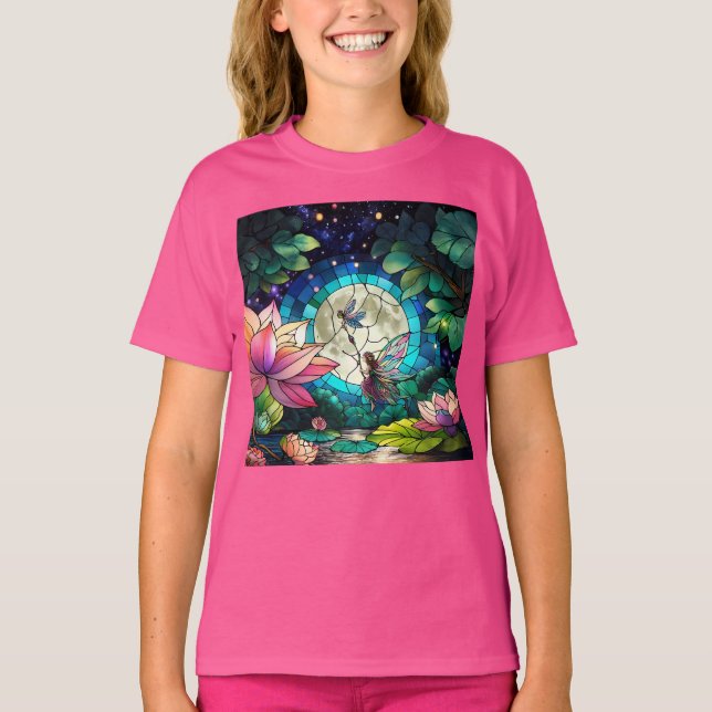 Camiseta Stained Glass Little Fairy With Dragonfly (Frente)
