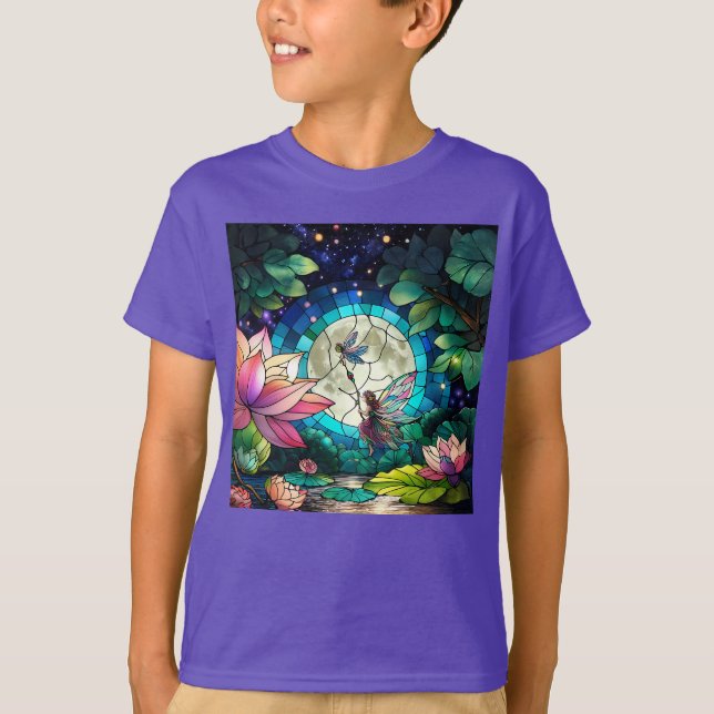Camiseta Stained Glass Little Fairy With Dragonfly (Frente)