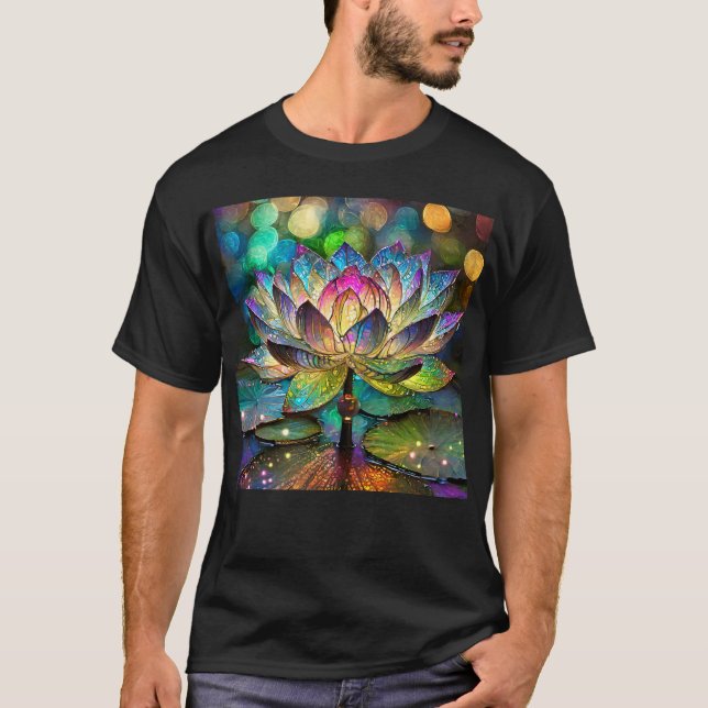Camiseta Stained Glass Vibrant Lotus Flower (Frente)