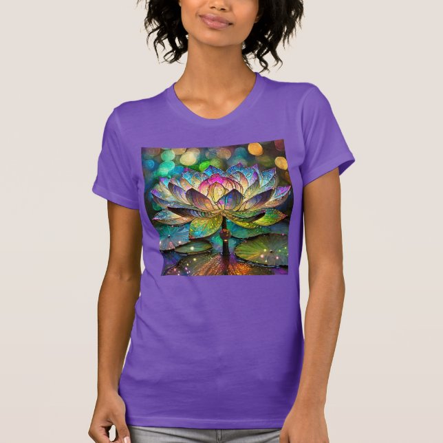 Camiseta Stained Glass Vibrant Lotus Flower (Frente)