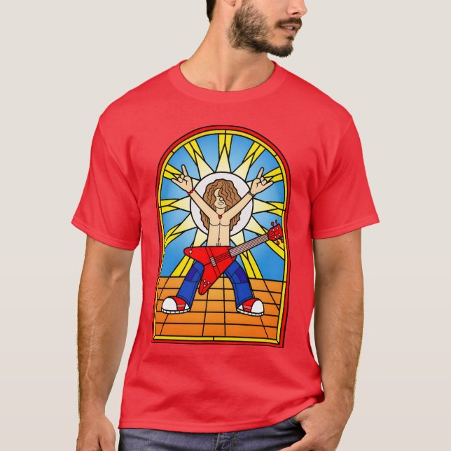 Camiseta Stained Glass Window Rock Music Guitarist vintage (Frente)