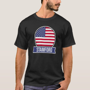 Camiseta STAMFORD USA nome de local americano bandeira dos 