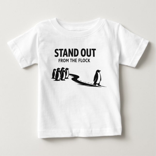 Camiseta Stand Out From The Flock – Minimal Penguin Motivat (Frente)