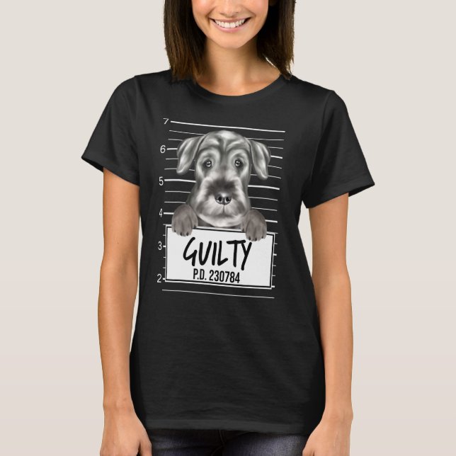 Camiseta Standard Schnauzer Mugshot Guilty Dog (Frente)