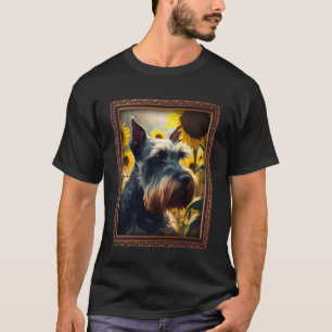 Camiseta Standard Schnauzer Pintura Flor de Girassol Mãe W