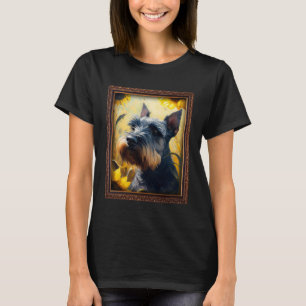 Camiseta Standard Schnauzer Pintura Flor de Girassol Mãe W