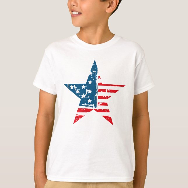 Camiseta Star American Flag Grunge Vintage Tshirt (Frente)