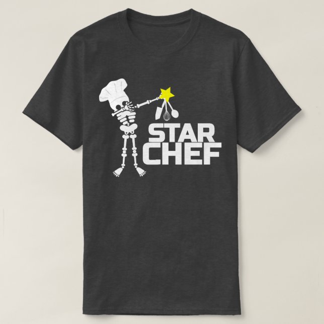 Camiseta Star Chef Cook Skeleton Stars Kitchen Gift  (Frente do Design)